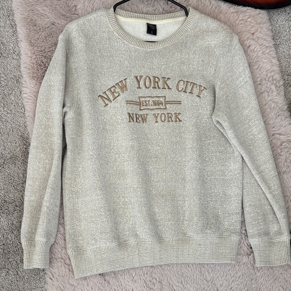 Hype Beige and Black Fleece Sweatshirt